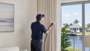 Professional curtain cleaning in a bright Port St. Lucie home