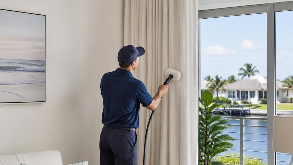 Professional curtain cleaning in a bright Port St. Lucie home